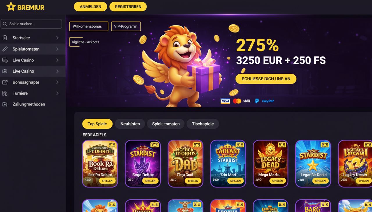 Startseite von Zoome mit Willkommensbonus und Spielauswahl